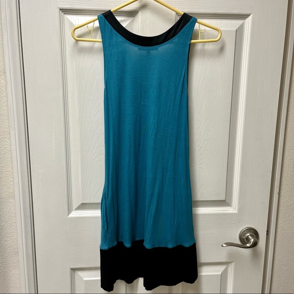 Express Teal Sleeveless Shift Dress with Pockets - Picture 3 of 5